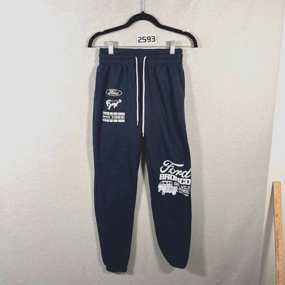 Ford‎ Bronco Jogger Pants Womens 2XS Navy Blue Graphic Fleece Lined Tapered Leg